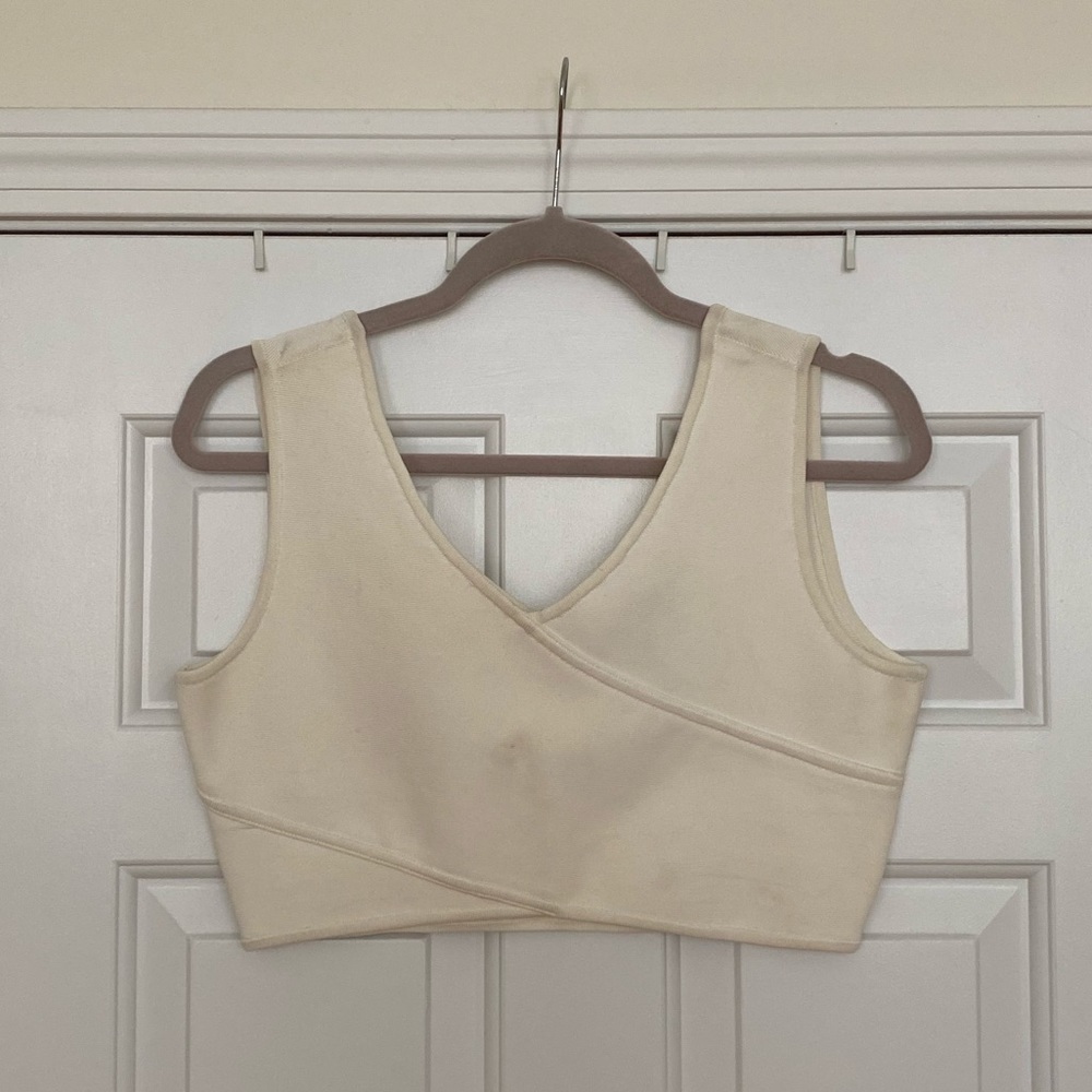 BCBG Maxazria white bandage crop